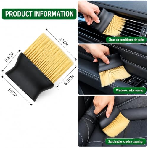 Image of 10pcs Auto Car Detailing Brush Set,Car Interior Cleaning Kit,Including 5pcs Car Detailing Brushes, 3pcs Wire Brush and 2pcs Different Soft Bristle dusting Brush for car Interior