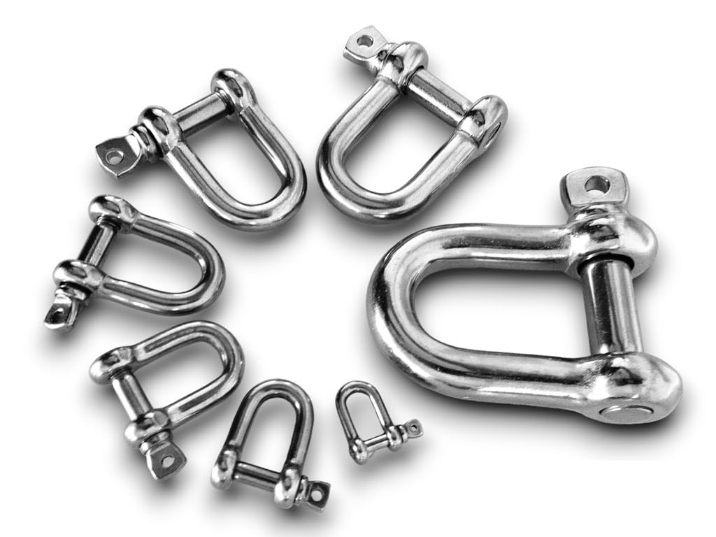 4mm 20 Stück Edelstahl Schäkel D Form für Ketten AISI 316 V4A