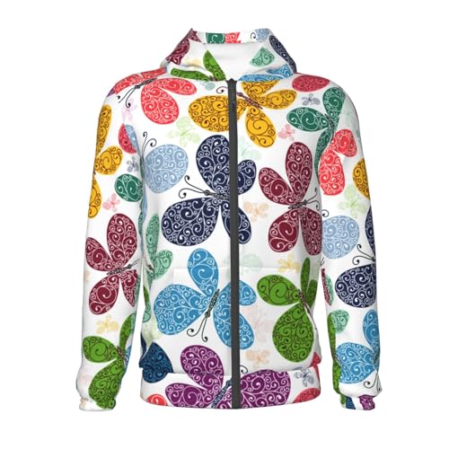 Colorful Butterflies Kid Hoodies Boys Zip Up Sweatshirts Girls Pullover with Pocket2