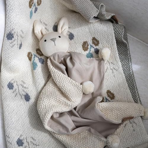 Image of Crane Baby Lovey, Security Blankets for Babies, Ollie The Bunny Security Blanket, Soft 100% Organic Cotton Blanket Bunny Items, Organic Baby Items, Loveys for Babies
