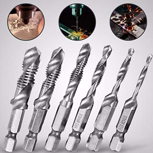 YuFankits M6 1/4inch Hex Shank HSS Metric Right Hand Screw Thread Tap Taper Drill Bit