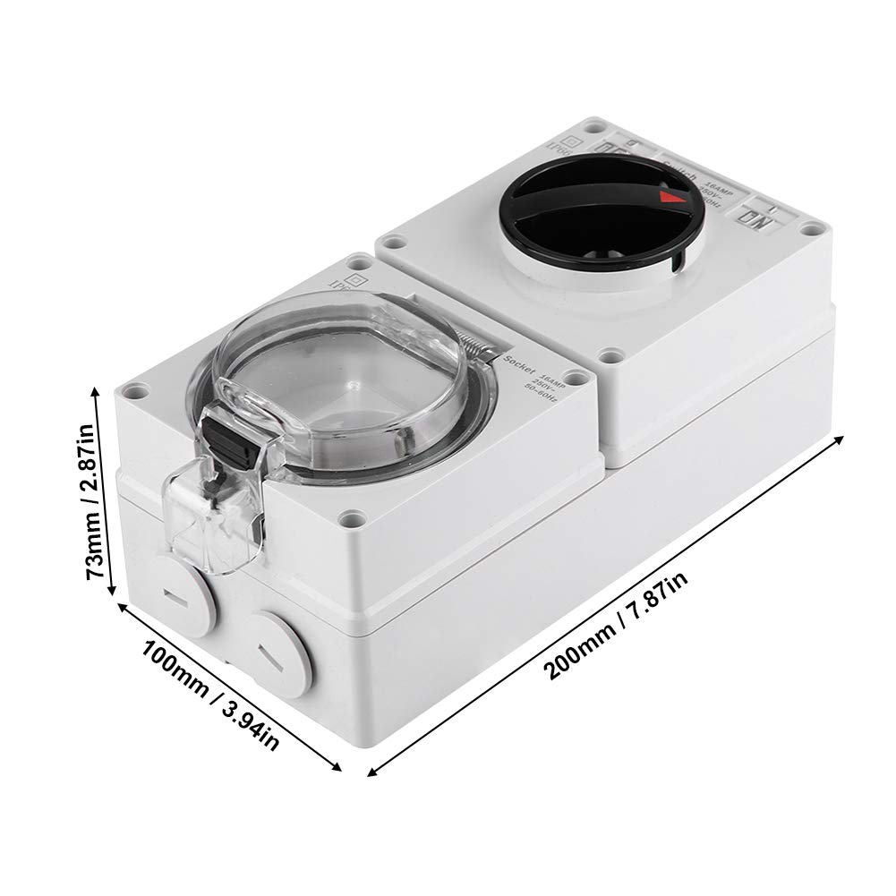 Presa a muro impermeabile IP66 con interruttore, presa esterna resistente alle intemperie per illuminazione e dispositivi elettrici, installazione semplice e