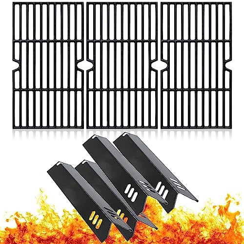Adviace Grill Replacement Parts For Dyna Glo DGF493BNP Backyard Grill Parts BY13-101-001-12 Uniflame Grill Replacement Parts GBC1343WP-U Cast Iron Grates 15 Inch Porcelian Grill Heat Shield Plate.