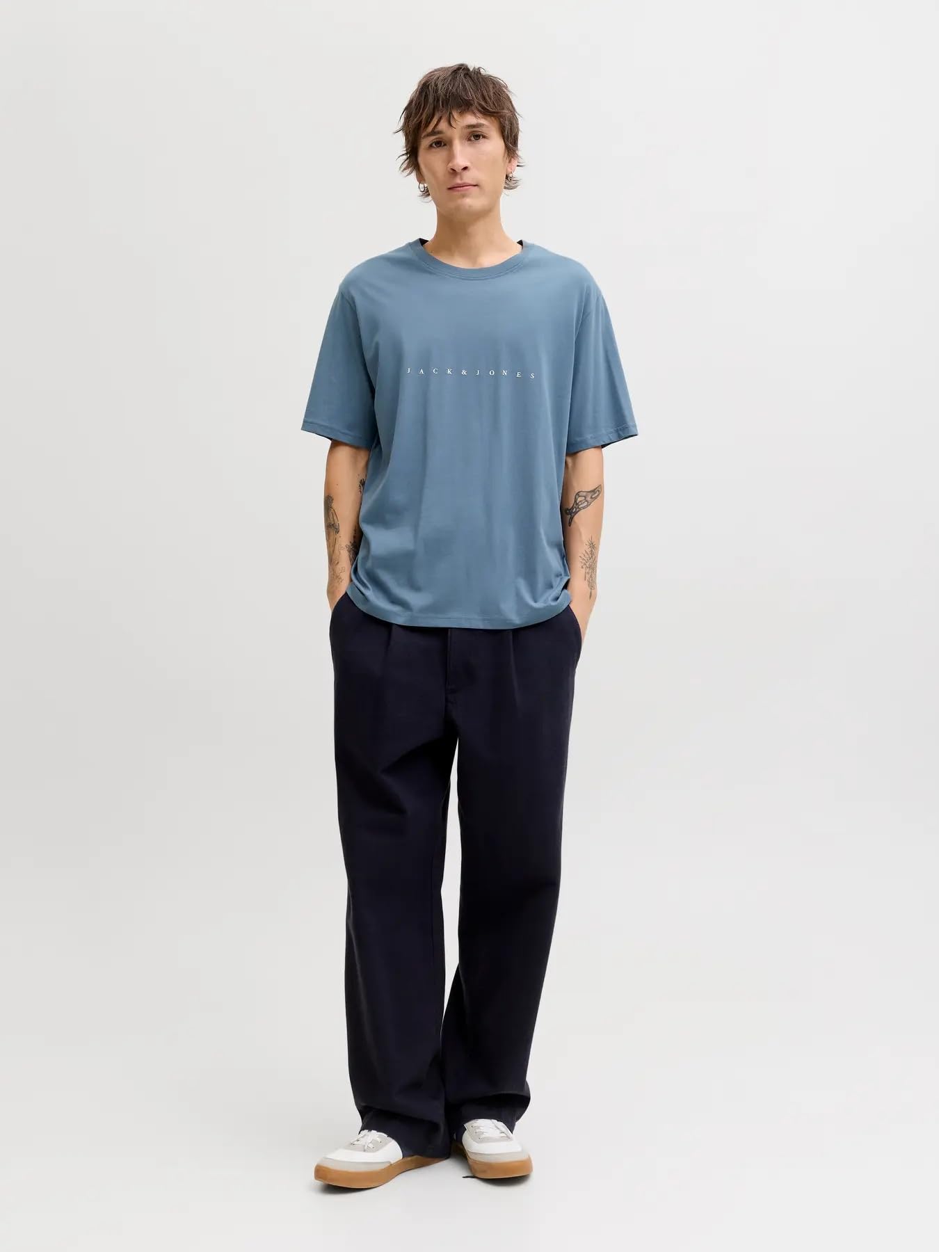 JACK & JONES Camiseta para Hombre con Logo, Azul (D/Moonbeam/Blue Mirage/Iceberg Green), XXL