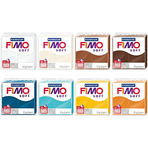 FIMO Soft & Effect Polymer Oven Modelling Clay - 57g - Set of 8 - The Chai Latte Collection, Assorted