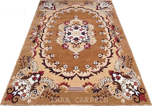 Image of Soft Thick Geometric Acrylic Washable Anti Skid Carpet. for Living Room Bedroom. Hall Size 6 x 8 feet (150X210 Cm) Gold D18