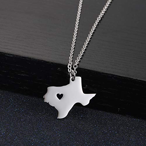 Ukodnus Texas State Map Necklace Pendant Brass Texas Moving Gifts TX Shape Jewelry for Women Teens Chain3