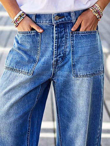Flamingals Barrel Jeans for Women Trendy High Waisted Stretchy Boyfriend Cropped Jeans Roll Hem Denim Ankle Pants2