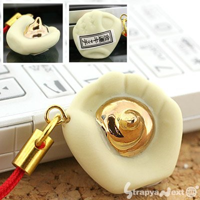 Golden Poop Lucky Excrement Cell Phone Strap Cellphone Charm Japanese Charm Cute Charm Japan Charm Lucky Charm (White)
