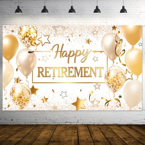 Image of Blulu Retirement Party Decorations,72.8 x 43.3 Inch,White Gold