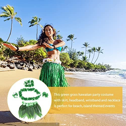 XehCaol Hawaii Kostüm Damen Set - 7-teiliges Hula Outfit Mit Rock & Blumenschmuck