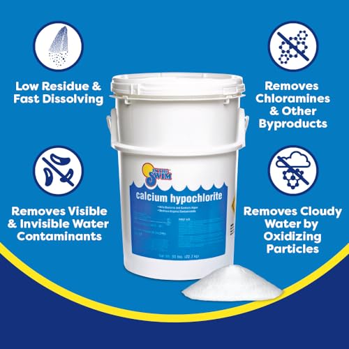 In The Swim Chlorine and Shock Bundle for Sanitizing Swimming Pools – Includes 50 Pound Bucket of 3 Inch Stabilized Chlorine Tablets and 25 Pound Bucket of 68% Cal-Hypo Pool Shock