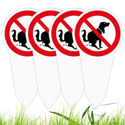 SGZIOO 4 Pièces Déjection Canine Interdite, 30 x 15 cm Panneau Anti Crotte de Chien, Panneau Interdit Aux Chiens de Faire Caca pour Jardin Pelouse Parc,...