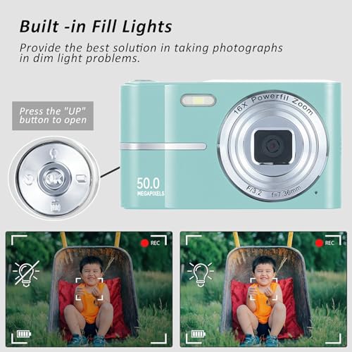 Cámara Digital 4K Pantalla LCD 2.4" Zoom 16x Verde miniatura 5