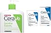 CeraVe Hydrating Cleanser for Normal to Dry Skin 1 Litre & PM Daily Facial Moisturiser Lotion for Normal to Dry Skin 52ml with Niacinamide and 3 Essential Ceramides