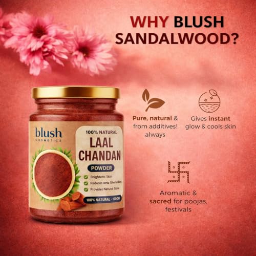 Image of 100% Pure & Natural Red Sandalwood Face Pack Powder | Lal Chandan | Raktha Chandanam | Premium Forest Grade | For Skin Brightening, Acne, Blemish, Dark Spots | Puja Ritual - 100 Gm