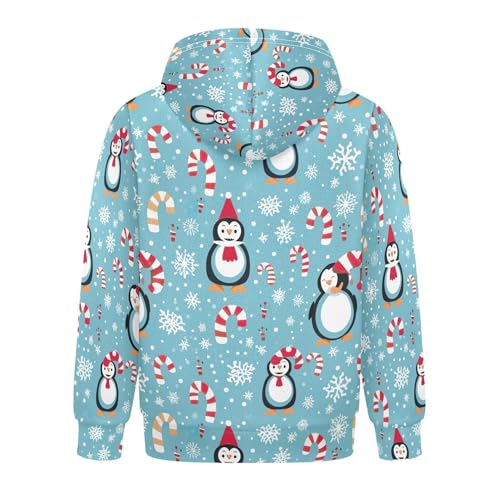 Kids Hoodies Sweaters Christmas Xmas Penguin Hooded Sweatshirts with Big Pockets for Boys Girls B04004342