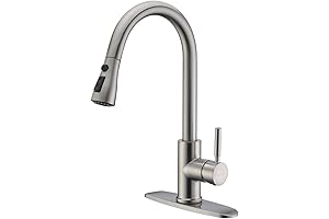 WEWE Single Hole High Arc Brushed Nickel Pull out Kitchen Faucet