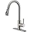 WEWE Single Handle High Arc Brushed Nickel Pull Out Kitchen Faucet,Single Level Stainless Steel Kitchen Sink Faucets with Pul