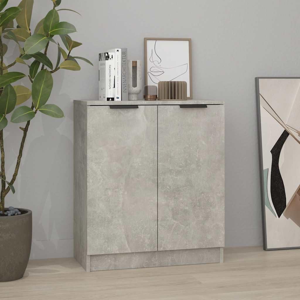 vidaXL Buffet Armoire de Rangement Organisateur de Maison Meuble de Rangement Armoire de Salon Intérieur Gris Béton 60x30x70 cm Bois d'Ingénierie