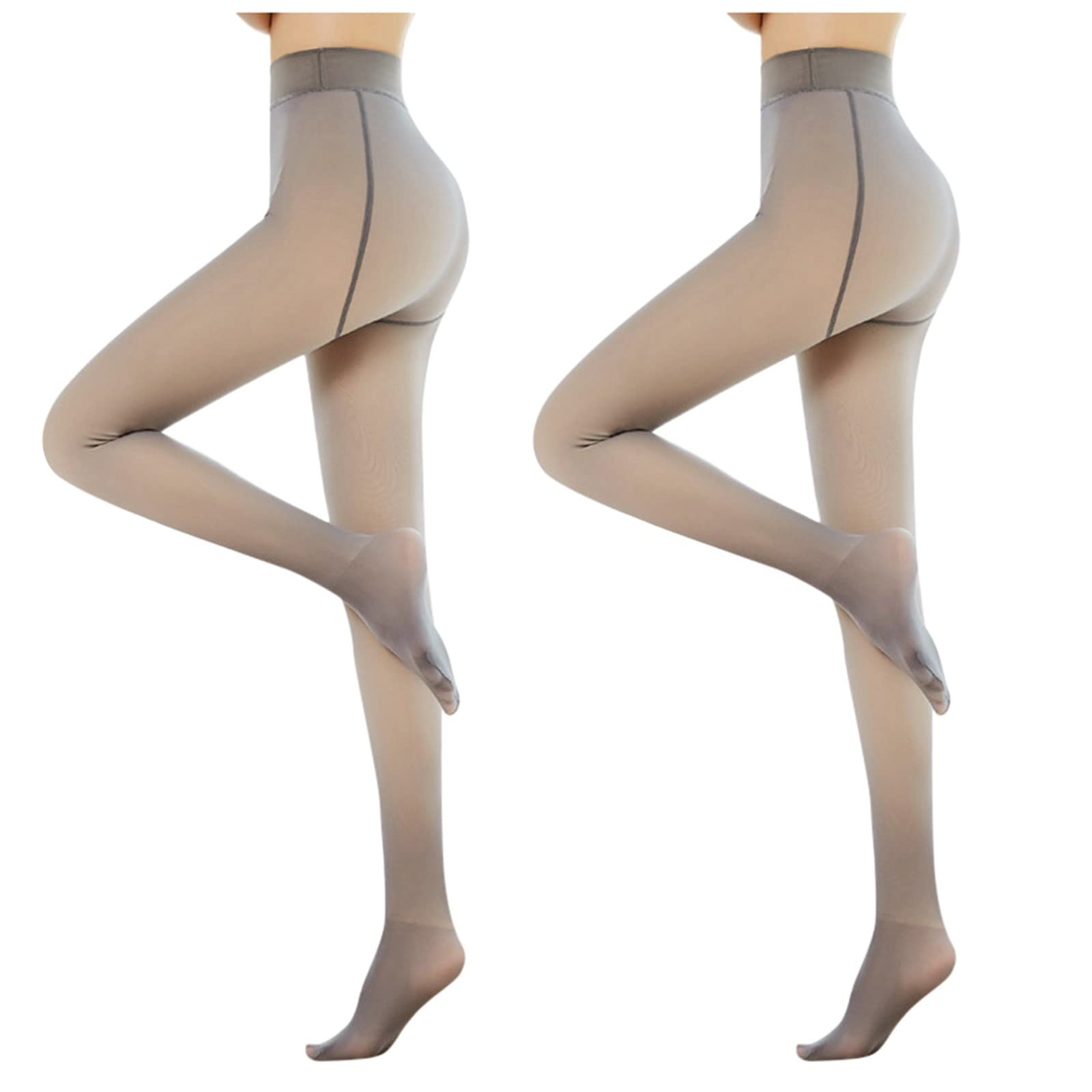MJGkhiy Medias de forro polar para mujer, color carne, falso translúcido, medias de felpa elegantes, medias térmicas de forro polar, cintura alta, pantalones cálidos gruesos, calcetines acolchados de