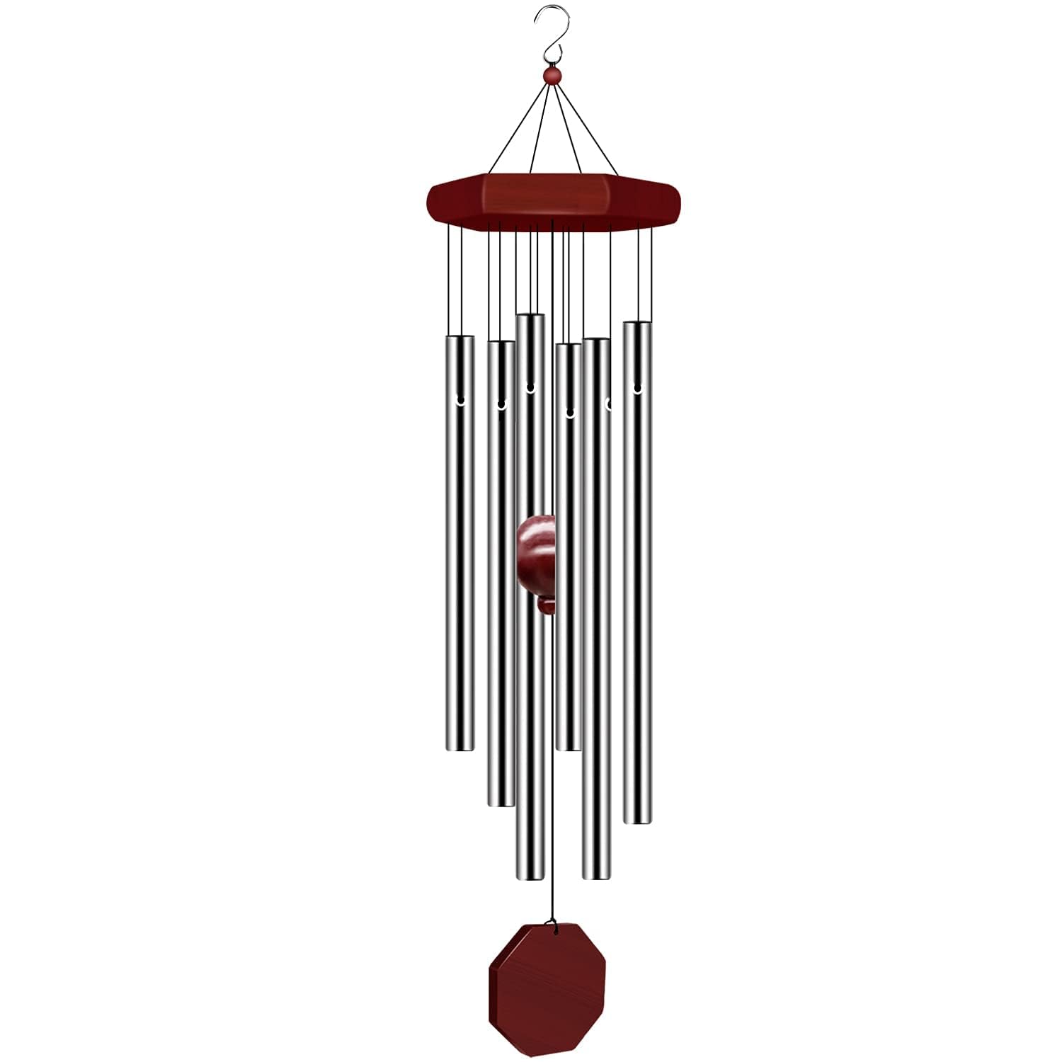 prexi Wind Chimes for Home Balcony Decor Items 6 Pipes Hanging Bells Six Rods for Positive Vibrations & Energy Garden Outdoors Office Melodious Metal Wind Chimes Sound. (Silver Colour)