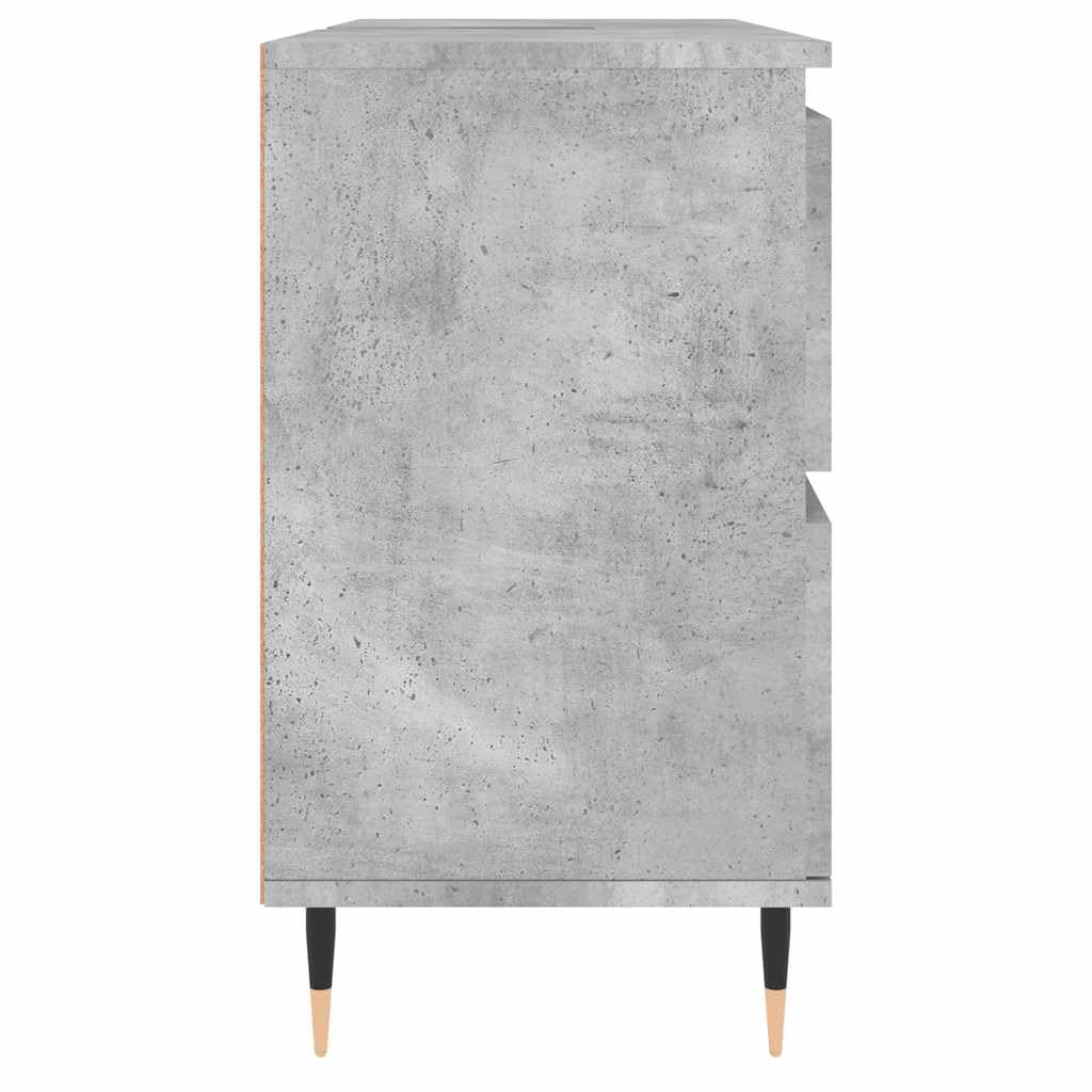 Mueble de Baño en Madera de Ingeniería Gris Hormigón 80x33x60 cm con 4 Cajones y Compartimento, Armario de Almacenaje con Puerta Ajustable y Patas de Hierro para Estabilidad,