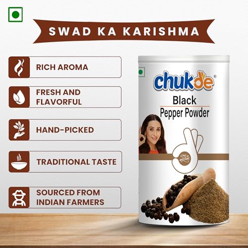 Image of Chukde Black Pepper Powder Sprinkler 100g - Easy-to-Use Table-Top Seasoning (Pack of 1)