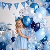 Zestaw 62 niebieskich balonów z konfetti