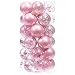Sea Team 60mm/2.36" Shatterproof Clear Plastic Christmas Ball Ornaments Decorative Xmas Balls Baubles Set with Stuffed Delicate Decorations (30 Counts, Pink)