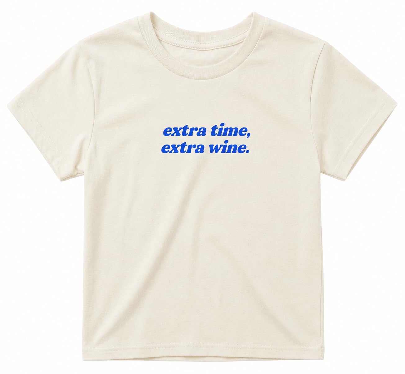 Sanfran Clothing Extra Time, Extra Wine Baby Tee T-Shirt Top World Football Shirt England Scotland Country Team 2026 Soccer Womens Flag Varsity Shirt Natural (Blue Text) - XS