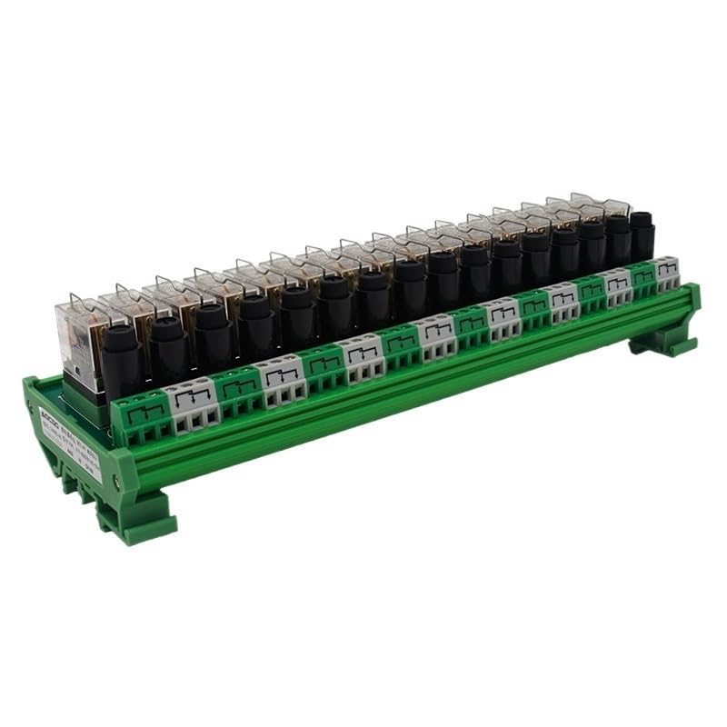 16 Channel 1 SPDT DIN Rail Mount G2R 24V DC/AC with Fuse Interface Relay Module
