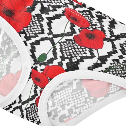 Florals Toddler Girls Underwear 2t Cotton Girl Panties Cute Red Poppy Flowers Black White Briefs Underpants4
