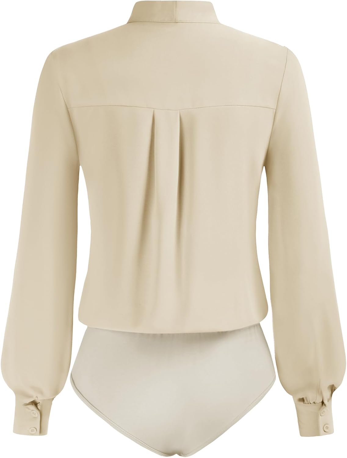 Kate Kasin Women Bow Tie Neck Office Blouse Button Down Long Sleeve Bodysuits Blouse Top - Image 2