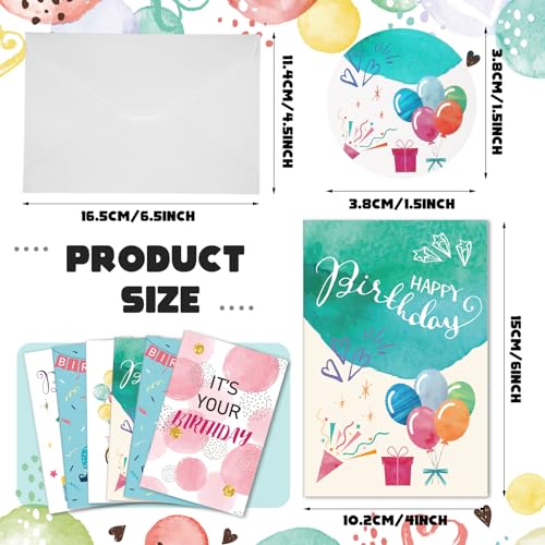 Image of Harloon 200 Pack Happy Birthday Card Assorted Bulk with Blank Envelopes and Stickers 4 x 6 Inches Greeting Blank Happy Birthday Cards for Men Women Adults Kids, 20 Styles(Colorful Style)