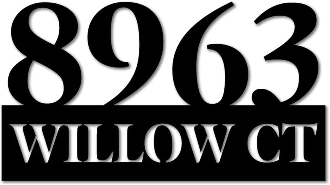 Address Sign Personalized House Number Sign Wall Mounted Sign Outdoor Decor Aluminum Retro for House, Street, Front Door 3D Easy Mounting Wedding Housewarming Gifts 24Inch Black