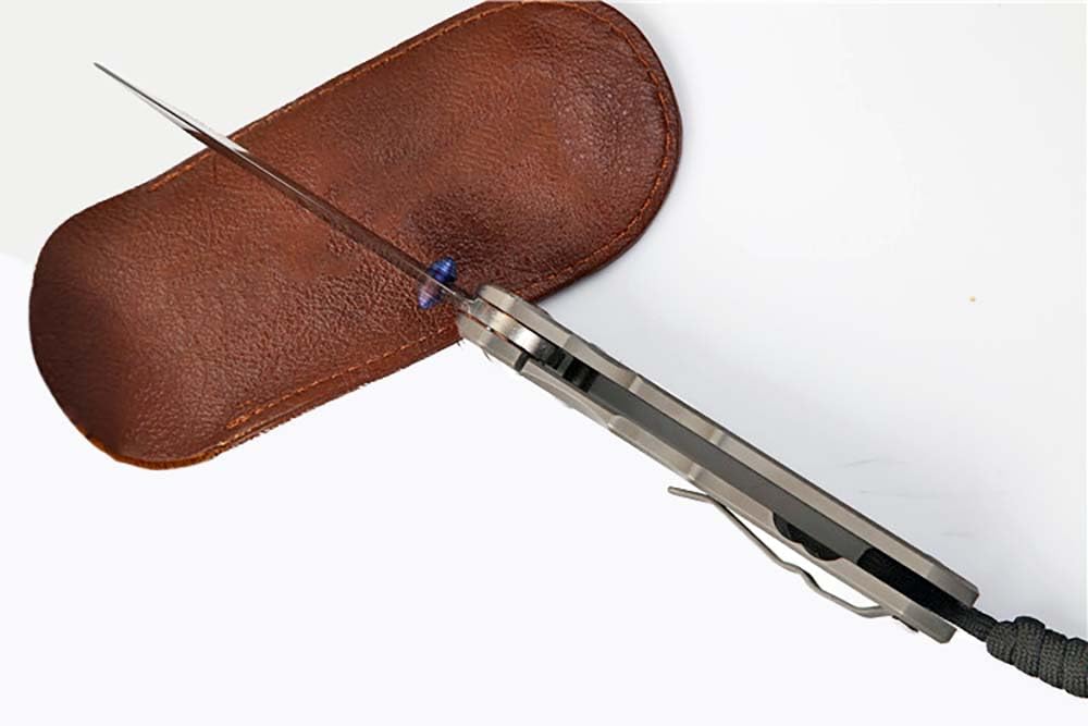 Klappmesser 8.3" Taschenmesser Hochwertig Aus Edelstahl S35VN & Titan, Outdoor Survival Messer Camper Jagdmesser, Scharfes Einhandmesser, Flipper Praktisch Messer EDC mit Taschenclip, Leder Scheide