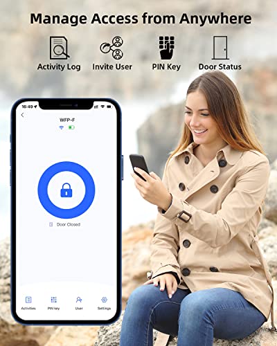 Revolo Wfp-F Smart Deadbolt Rechargeable, 6-In-1 Wifi Fingerprint Lock-0.3S Unlock, Keyless Entry For Front Door With App Control, Alexa Google Enable, No Bridge, Ansi Grade 2 - Black #TOP5