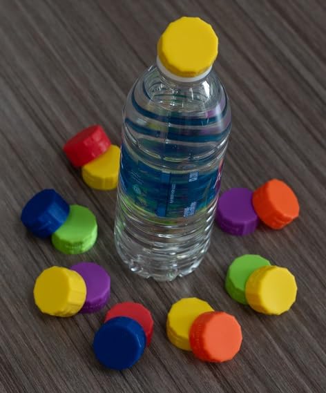 Handy Home Products of Minnesota Silicon Bottle Cap Topper/Opener for Water Bottles, Soda Bottles, in 6 distinct colors for easy identification.