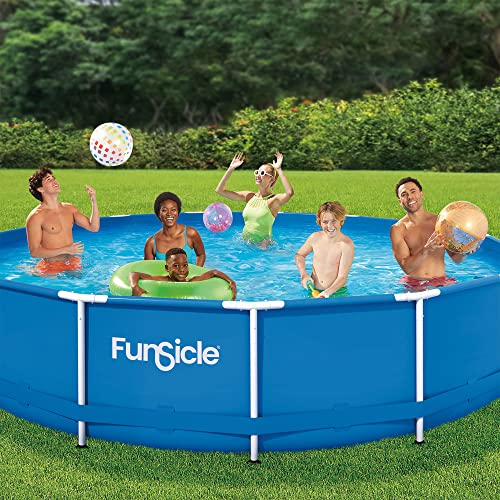 Funsicle 15' X 36" Outdoor Activity Round Frame Above Ground Swimming Pool Set With Skimmerplus Filter Pump And Surestep Ladder, Blue #TOP1
