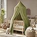 Vhaso Cotton Kids Bed Canopy, Nursery Room Baby Crib Hanging Curtain Mosquito Net Hideaway Bedding Children Reading Nook Decoration, Pastel Neutral Color for Boys & Girls (Green)
