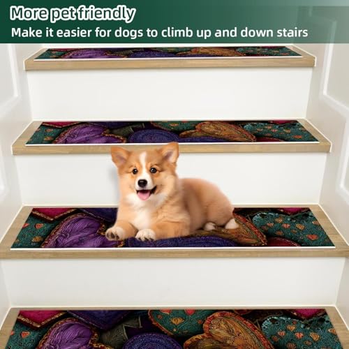 Alfombra para escaleras CHENZZZZ con corazones paquete de 15 piezas antideslizantes para interior 6