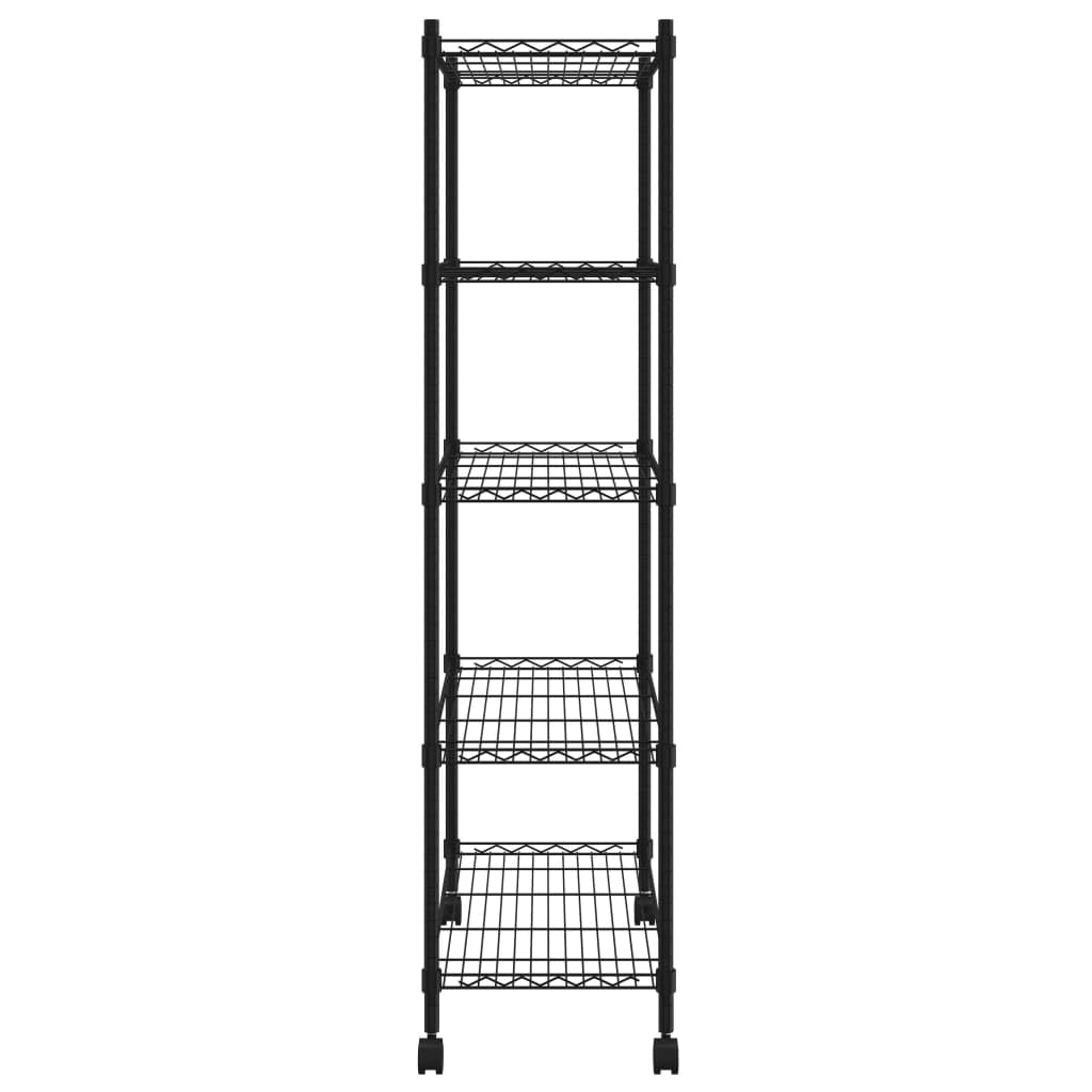 Générique Étagère de Rangement 5 Niveaux Roues 75x35x155 cm Noir 250 kg,Entreprise & Industrie,Stockage Industriel,Étagères industrielles,324630