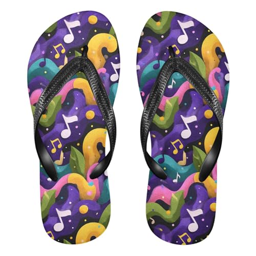 Flip Flop Sandals Pattern Music Note Print for Women Men Beach Outdoor XS