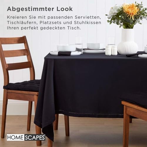 Homescapes Schwarze Tischdecke rund mit Hohlsaum aus 100% Baumwolle 178 cm, rundes Tischtuch, waschbar & pflegeleicht – Ansicht 8