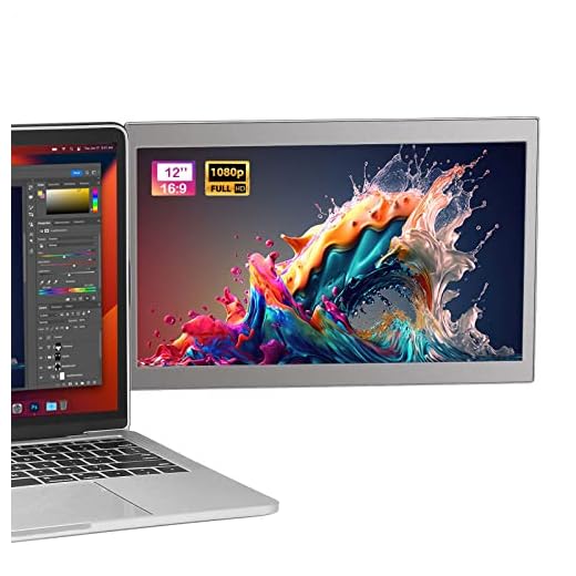 JoyReal Portable Monitor for Laptop Mac USB Dual Laptop Screen Extender 12'' FHD 1080P Second Travel Display for 14.2'' Mackbook Pro