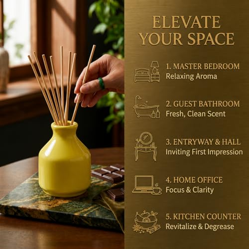 Image of Pure Source India Elegant Ceramic Reed Diffuser Pot - Decorative Aroma Diffuser Vase for Living Rooms, bedrooms, bathrooms, Offices, and entryways