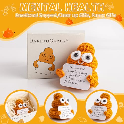 DaretoCares Cute Emotional Support Poop Crochet,Handmade Funny Gag Gifts for Joke,Christmas Day,Family,Friends and White Elephant Gifts for Adults