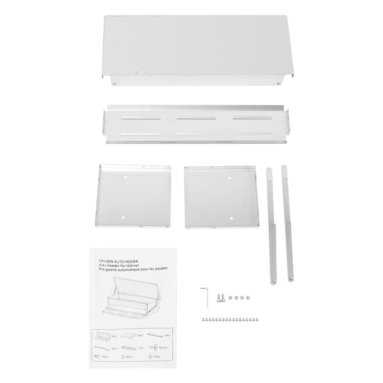Comedero automático para pollos, con tapa, de acero galvanizado, para gallinas, 8,2 L, 51 x 37 x 35 cm