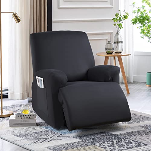 Image of TAOCOCO Stretch Recliner Couch Covers 3-Pieces Style Recliner Chair Covers Recliner Cover for Reclining Chair Slipcovers Feature Fitted Soft Washable (1 Seat, Black)